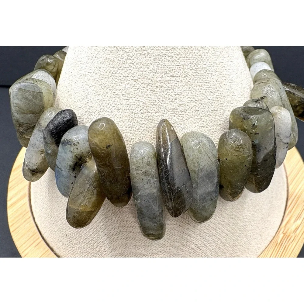 Natural‎ Labradorite Stretch Bracelet Spear Stick Chip Beads